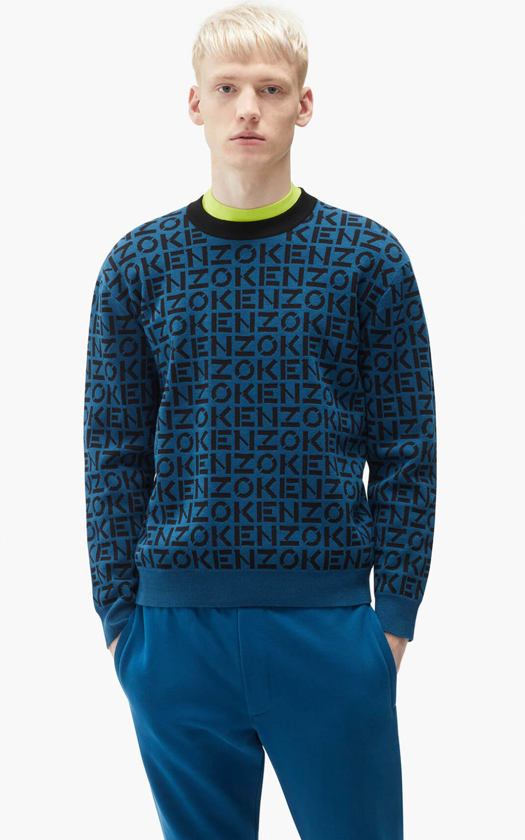 Kenzo Sport monogram セーター メンズ 暗青 - XWHVQT908